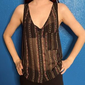 Forever 21 Sheer Tank with Back Detail and Minimal Print